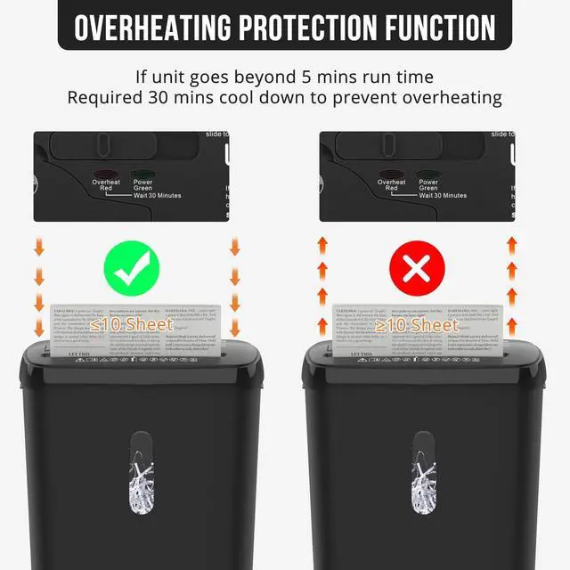 Alt view image 12 of 12 - 10-Sheet Strip Cut Paper Shredder, P-2 Security Level for Home Office, 3.17 Gallon Bin, Shreds CDs & Credit Cards, ETL Certified, Black