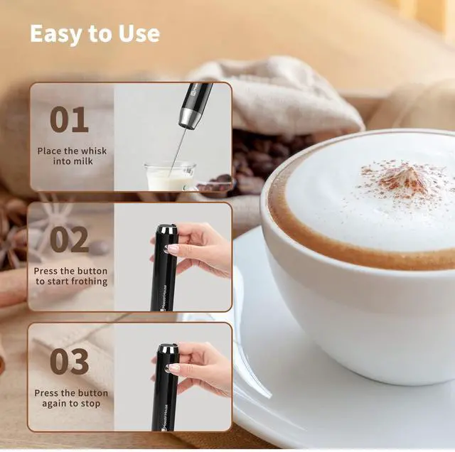 Alt view image 14 of 14 - Rechargeable Milk Frother with 3 Heads, LunaFro AS Handheld Electric Foam Maker Waterproof Detachable Stainless Steel Whisk Drink Mixer Foamer with Stand for Lattes, Cappuccino, Egg