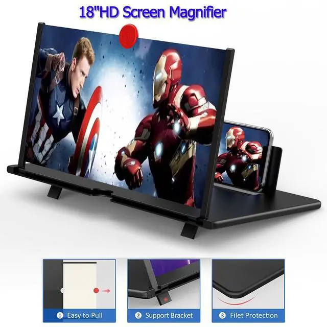 Alt view image 9 of 14 - 18" Screen Magnifier for Cell Phone, Mobile Phone 3D HD Magnifying Projector Screen Enlarger for Movies, Videos and Gaming, Foldable Phone Stand with Screen Amplifier,Gifts for Mom Dad