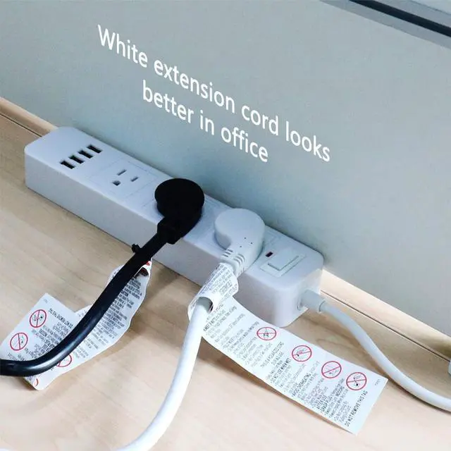 Alt view image 11 of 11 - 1875W Flat Plug 1Ft Extension Cord 15A for Home Appliance White (3 Packs)