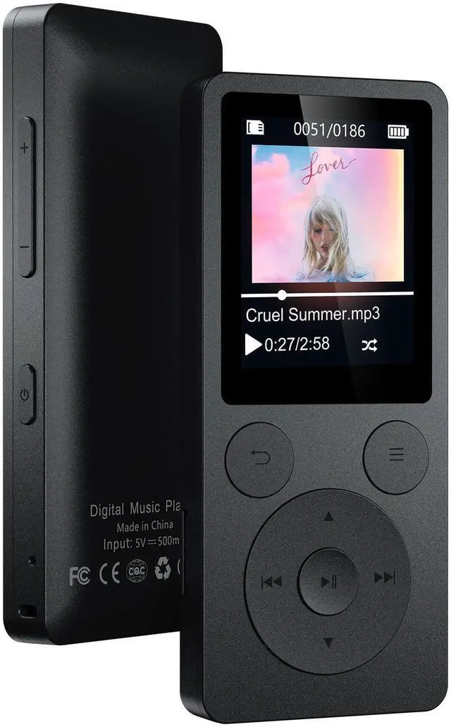 Alt view image 8 of 14 - 64GB MP3 Player with Bluetooth 5.3 Auto Reconnect, MP3 Music Player with Speaker, 1.8" Screen & Physical Buttons, Voice Recorder, FM Radio, 40H Battery Life, No WiFi, Support 128GB microSD Card