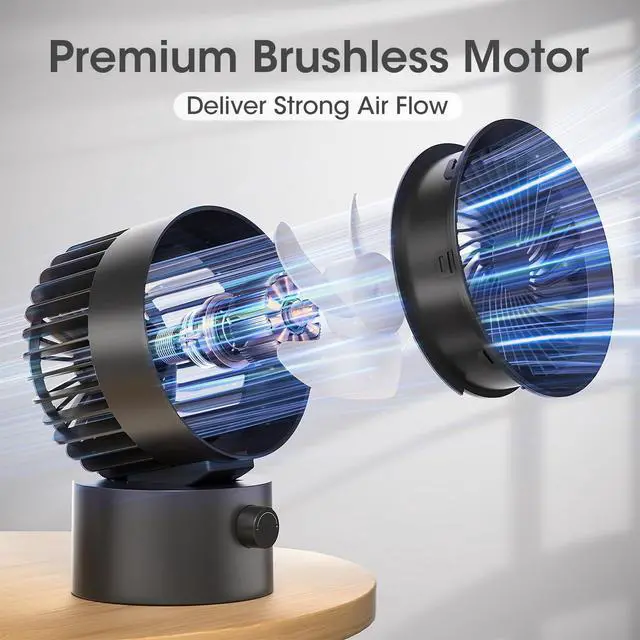 Alt view image 11 of 13 - USB Desk Fan Small Quiet, Stepless Speed Flexible Adjust Mini Fans for Home Office Dorm Desktop, Portable Travel Fan Personal Cooling, Plug In USB Powered, Black