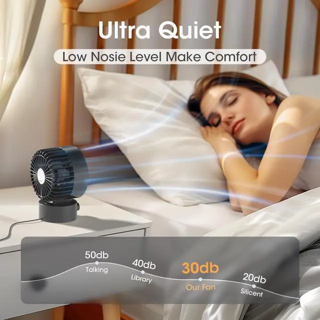 Alt view image 12 of 13 - USB Desk Fan Small Quiet, Stepless Speed Flexible Adjust Mini Fans for Home Office Dorm Desktop, Portable Travel Fan Personal Cooling, Plug In USB Powered, Black