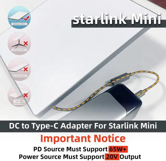 Alt view image 11 of 12 - for Starlink Mini Type C to DC Adapter 20CM Waterproof Compatible with Original Starlink Mini USB-C Power Cable PD Source DC Power,Multi Scenario USB C Power CableGray