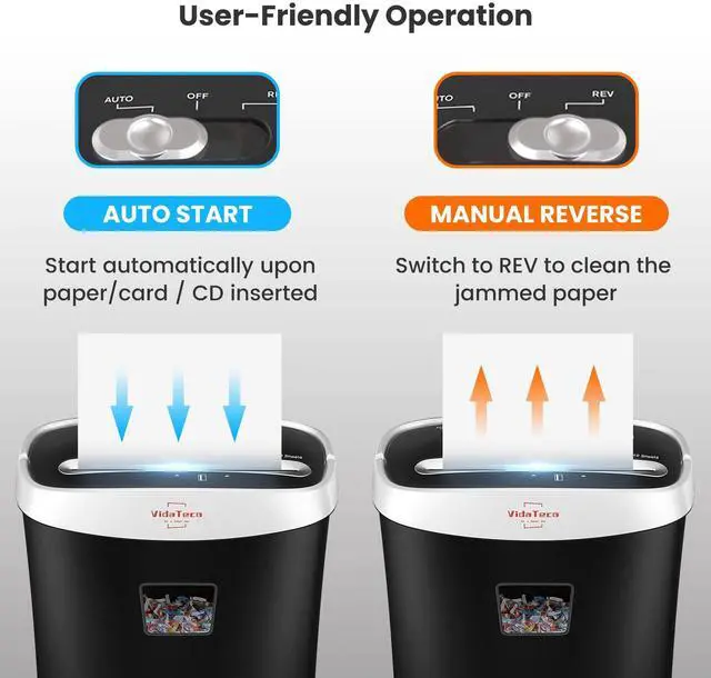Alt view image 14 of 14 - Paper Shredder for Home Office10-Sheet Cross-Cut Shredder with US Patented Cutter,Also Shreds Card/CD/Clip,Paper Shredding Machine for Home Use Heavy Duty with Jam Proof,3.9-Gallon Bin