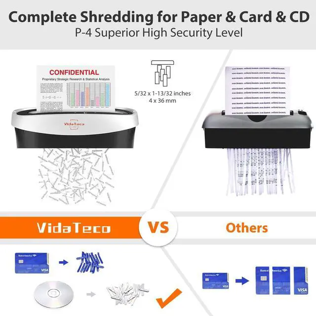 Alt view image 9 of 14 - Paper Shredder for Home Office10-Sheet Cross-Cut Shredder with US Patented Cutter,Also Shreds Card/CD/Clip,Paper Shredding Machine for Home Use Heavy Duty with Jam Proof,3.9-Gallon Bin