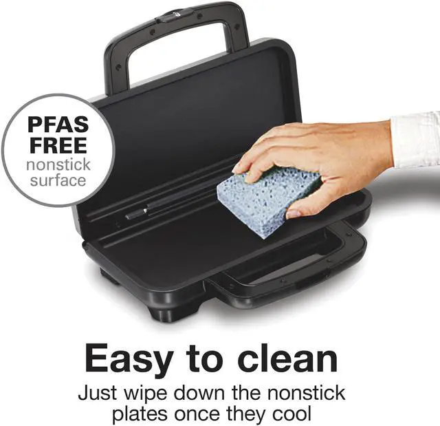 Alt view image 10 of 14 - Deluxe Hot Sandwich Maker With Easy-Clean Durable PFAS-Free Nonstick Ceramic Plates, Fits up to 2 Grilled Cheese, Ruebens, Tortas or Subs, Stainless Steel (25415MN)