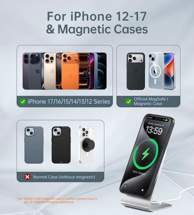 Alt view image 10 of 12 - Magnetic Wireless Charger for iPhone 17/16/15/14/13/12 - Mag Charger+20W USB C Adapter, Fast Wireless Charging Stand/Pad with 5ft USB-C Cable for iPhone 17/16/15/14/13/12, Airpod-Gift for Men & Women