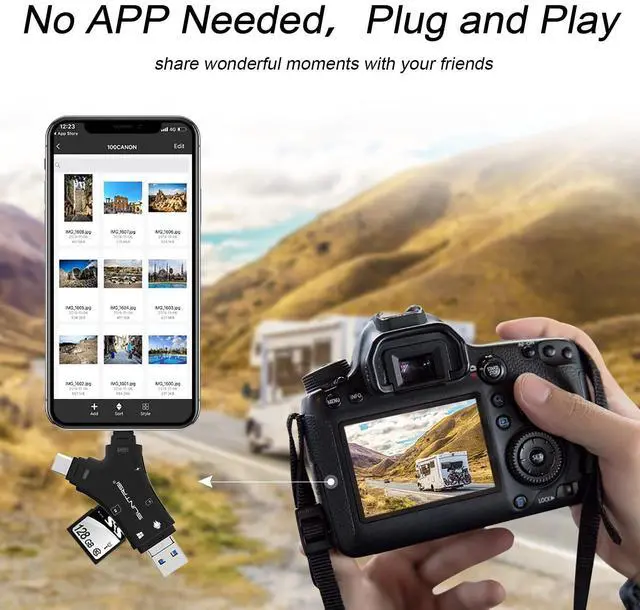 Alt view image 14 of 14 - SD Card Reader for iPhone/ipad/Android/Mac/Computer/Camera,4 in1 Micro SD Card Reader Trail Camera Viewer, Portable Memory Card Reader SD Card Adapter for SD and TF Cards(Black)