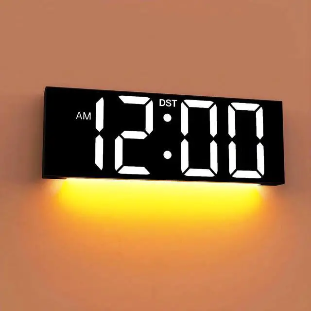 Alt view image 8 of 14 - 12'' Large Digital Wall Clock, Big LED Number Dispaly, RGB Colors, DST, Night Light for Classroom Living Room Bedroom Mounted Birthday Xmas Gift for Senior, Mem Womem (White Font, 12 inches)