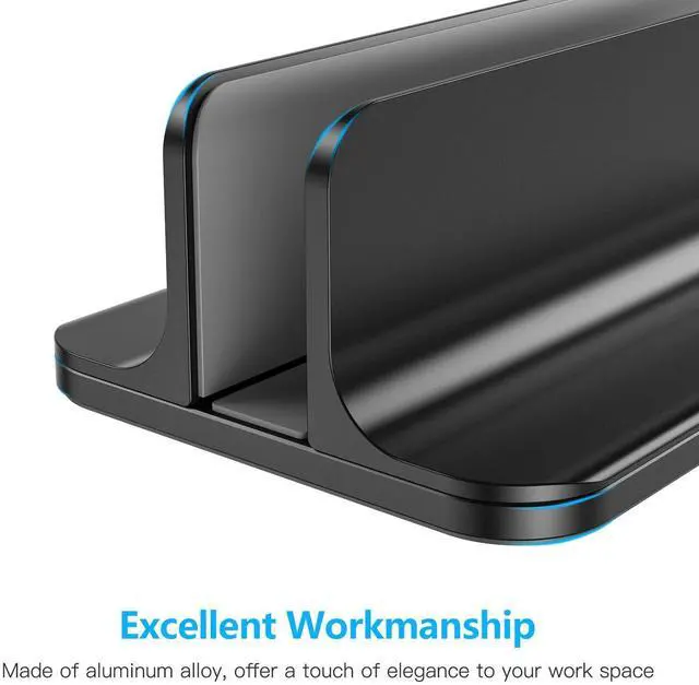 Alt view image 14 of 14 - Vertical Laptop Stand Holder, Desktop Aluminum Stand for MacBook with Adjustable Dock Size, Fits All MacBook, Surface, Chromebook and Gaming Laptops (Up to 17.3 inches),Black
