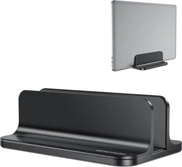 Alt view image 8 of 14 - Vertical Laptop Stand Holder, Desktop Aluminum Stand for MacBook with Adjustable Dock Size, Fits All MacBook, Surface, Chromebook and Gaming Laptops (Up to 17.3 inches),Black