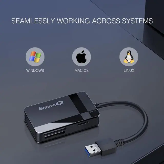 Alt view image 12 of 12 - C368 USB 3.0 Card Reader - Plug & Play, Compatible with Apple & Windows, Supports SD, Micro SD, MS, CF Cards