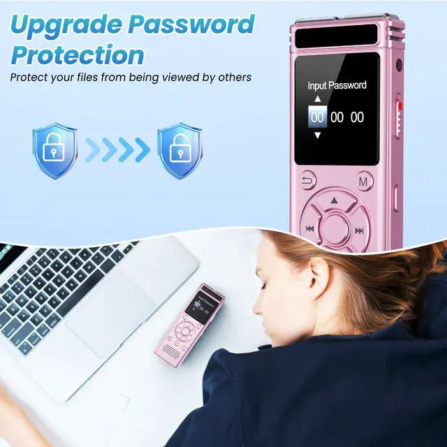 Alt view image 13 of 14 - 136GB Digital Voice Recorder with Playback,9000 Hours Audio Recording Device,Voice Activated Recorder with Noise Reduction,A-B Repeat,Mp3 Player & Password for Lectures Meeting/Classes/Interviews,Pink