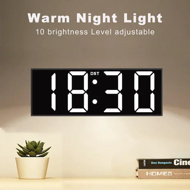Alt view image 11 of 14 - 12'' Large Digital Wall Clock, Big LED Number Dispaly, RGB Colors, DST, Night Light for Classroom Living Room Bedroom Mounted Birthday Xmas Gift for Senior, Mem Womem (White Font, 12 inches)