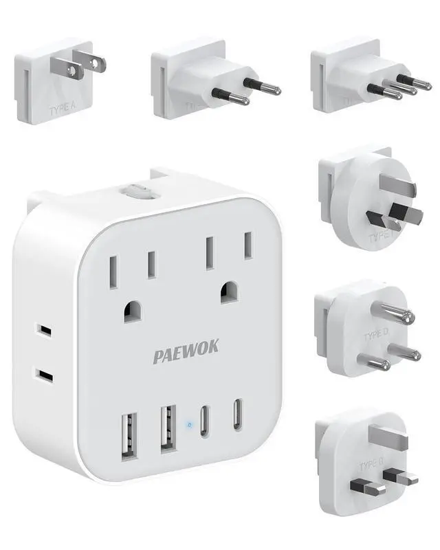 Alt view image 8 of 12 - European Travel Plug Adapter Set, 8-in-1 Travel Adapter with 4 AC, 4 USB Ports (2 USB C), US to UK/EU Universal Travel Adapter, International Power Adapter with Type C/G/D/L/A/I Detachable Plugs