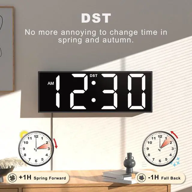 Alt view image 12 of 14 - 12'' Large Digital Wall Clock, Big LED Number Dispaly, RGB Colors, DST, Night Light for Classroom Living Room Bedroom Mounted Birthday Xmas Gift for Senior, Mem Womem (White Font, 12 inches)