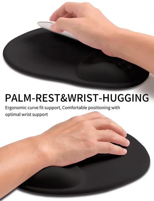 Alt view image 9 of 12 - Palm-Rest and Wrist-Hugging Mouse Pad Wrist Rest, Ergonomic Wrist Support with Curve Fitting Cushioned Memory Foam for Carpal Tunnel Pain Relief, 9.9 x 8.3 Inch, Dark Night Black