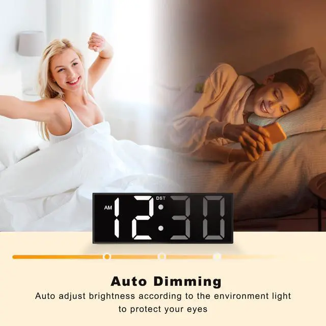 Alt view image 14 of 14 - 12'' Large Digital Wall Clock, Big LED Number Dispaly, RGB Colors, DST, Night Light for Classroom Living Room Bedroom Mounted Birthday Xmas Gift for Senior, Mem Womem (White Font, 12 inches)