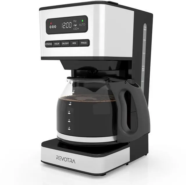 Alt view image 8 of 14 - 12 Cup Programmable Coffee Maker, Hot and Iced Coffee Makers, Regular & Strong Brew Drip Coffee Machine, 1-4 Cup, 24H Timer, Auto Shut-Off, Keep Warm, Pause & Serve