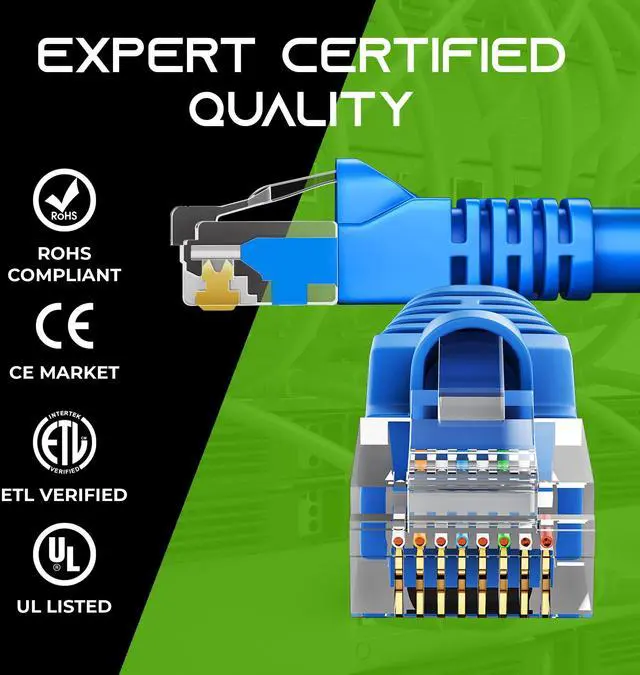 Alt view image 12 of 14 - 10-Pack, Cat5e Ethernet Patch Cable 6 Feet - Snagless RJ45 Computer LAN Network Cord, Blue - Compatible with 10 Port Switch POE 10port Gigabit