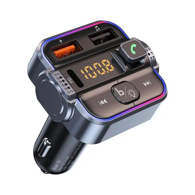 Alt view image 8 of 14 - Bluetooth 5.3 FM Transmitter for Car, Dual Micphone Hands-Free Calls Wireless Radio Receiver, PD 30W & QC3.0 Fast Car Charger Adapter