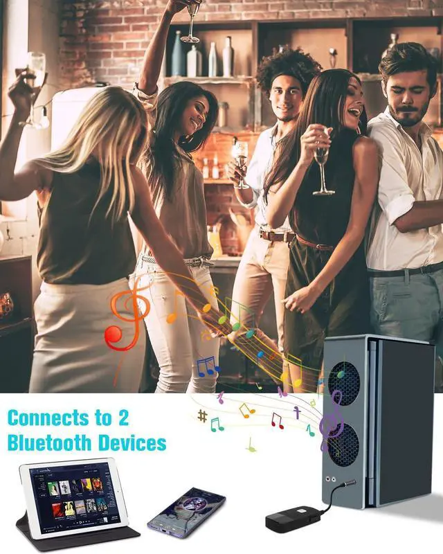 Alt view image 14 of 14 - Upgraded Bluetooth 5.4 Receiver for Speaker, Wireless Audio Adapter for Home Audio Car Stereo with 3.5mm RCA Jack, 20 Hours Playtime, Dual Connection to 2 Phones, Easy Control ON/Off Slider