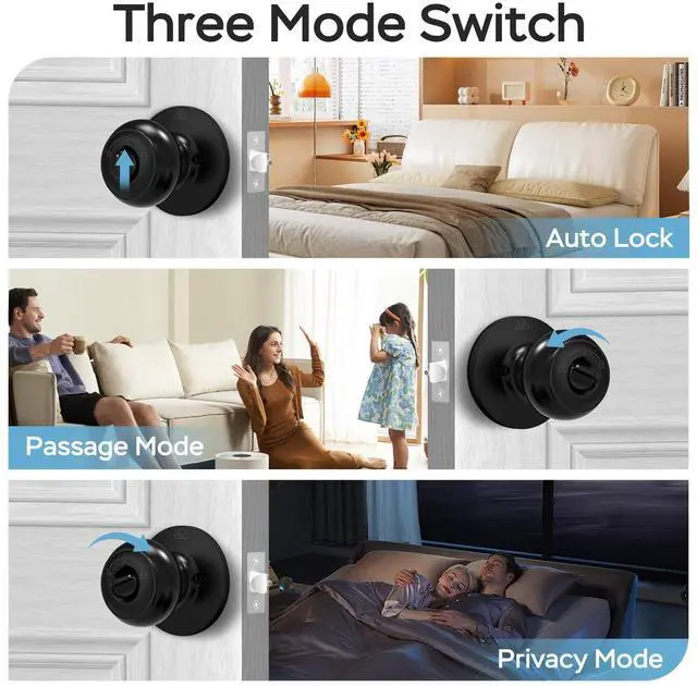 Alt view image 14 of 14 - Fingerprint Door Lock for Bedrooms, Fingerprint Door Knob with Lock, Smart Door Lock, App Control, Back-up Keys, Thumbprint Door Knob for Bedrooms, Office, Apartment