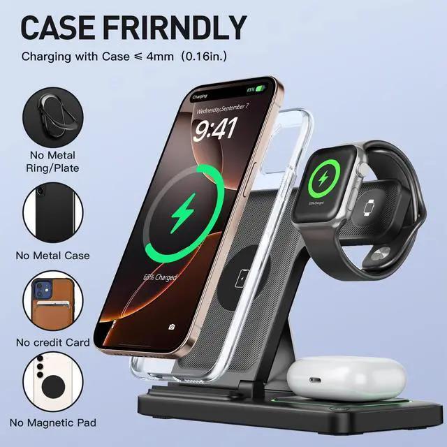 Alt view image 10 of 13 - 2026 Traveling Portable Wireless Fast Charger for Apple & Android Charging Station,3 in 1 Charging for iPhone 17 16 15 14 13 12 11,Apple Watch & Air pods 4 3 2 Pro,Samsung Galaxy-Gifts for Family
