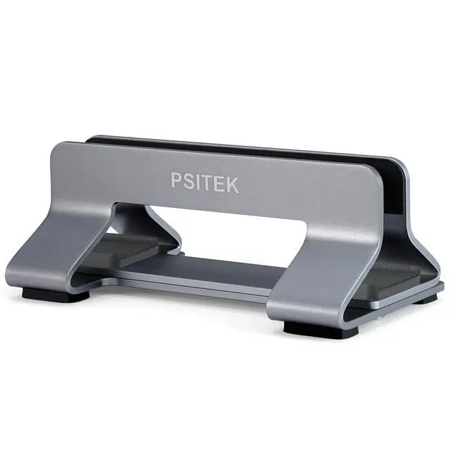 Alt view image 10 of 10 - Aluminum Vertical Laptop Stand Dock Holder, Adjustable Slot Width 12-42mm, Space-Saving Upright Storage for MacBook and Laptops