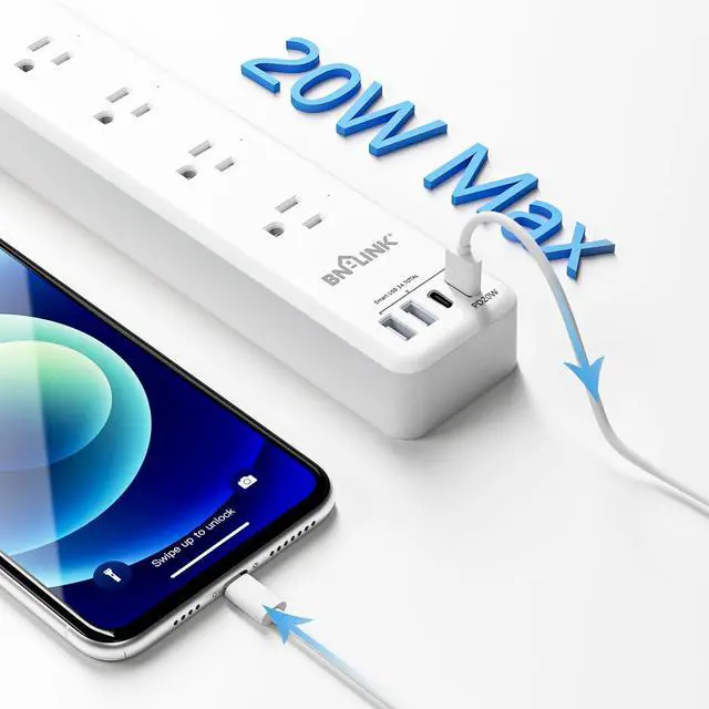 Alt view image 12 of 14 - Smart Plug Power StripSurge Protector with 4 Individually Controlled Smart Outlets, 4 USBs (incl. 20W USB-C), Compatible with Alexa and Google Home