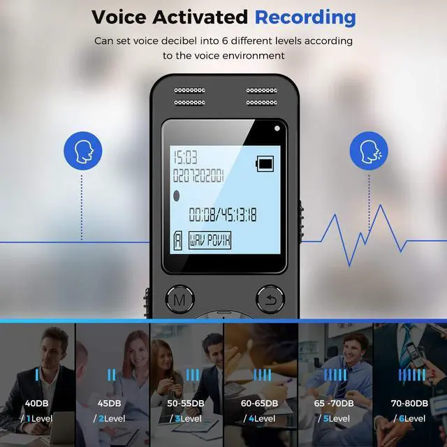 Alt view image 11 of 14 - 128GB Digital Voice Recorder for Lectures Meetings - 9296 Hours Voice Activated Recording Device Audio Recorder with Playback,Password