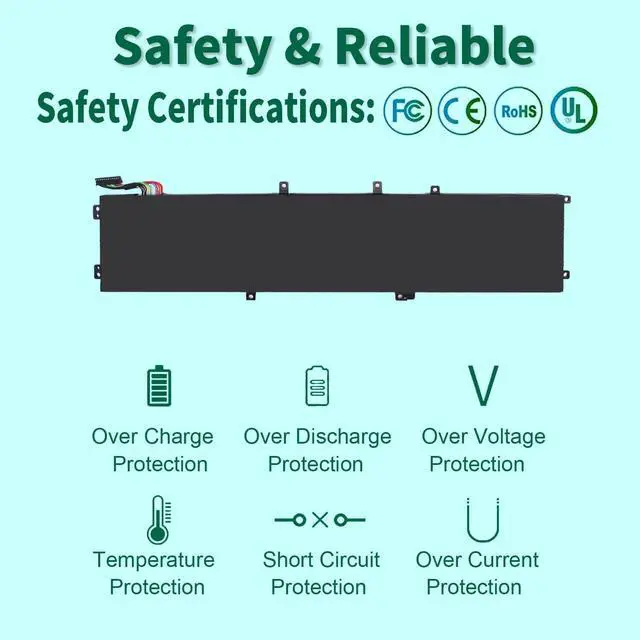 Alt view image 9 of 12 - 97Wh 6GTPY Battery for Dell XPS 15 9560 9570 9550 7590 Precision 5510 5520 5530 5540 Vostro 7500 7590 Series 4GVGH GPM03 1P6KD 5XJ28 M2X4 P56F P56F001 11.4V