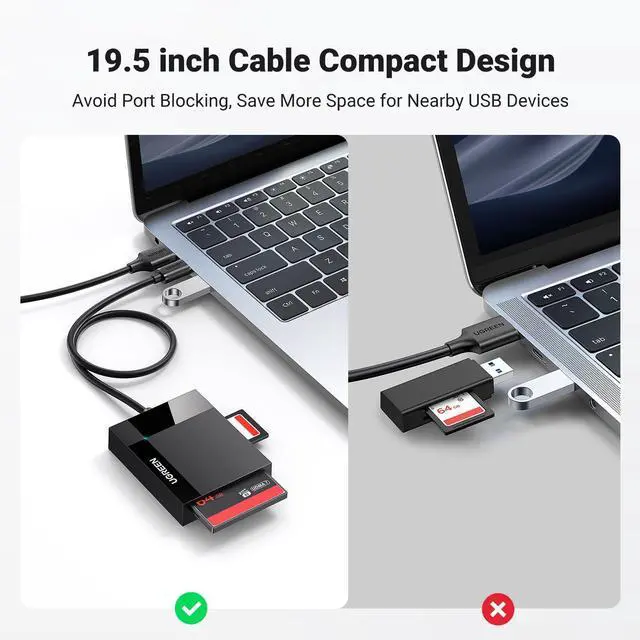 Alt view image 14 of 14 - SD Card Reader USB 3.0 Card Hub Adapter 5Gbps Read 4 Cards Simultaneously CF, CFI, TF, SDXC, SDHC, SD, MMC, Micro SDXC, Micro SD, Micro SDHC, MS, UHS-I (Black)