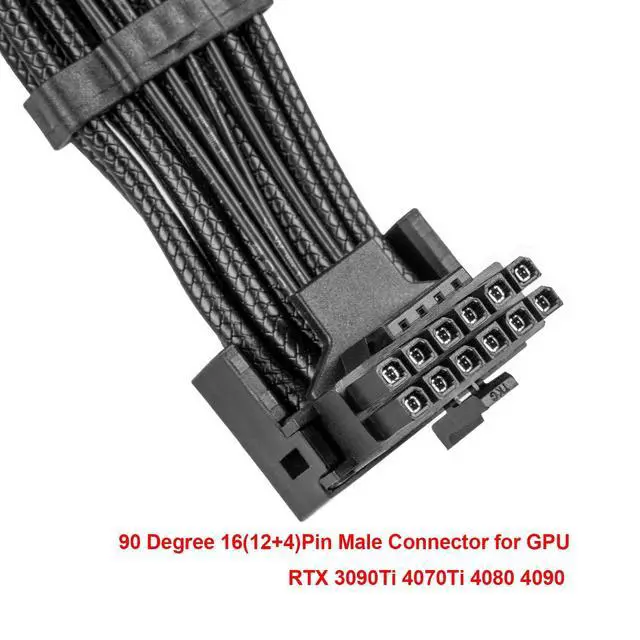 Alt view image 8 of 10 - 12VHPWR 90 Degree Adapter to 2X 8Pin: 16AWG 16 PIN GPU Right Angle PCI-E 5.0 Extension for for Graphic Card GPU 12+4pin RTX 3090Ti 4070Ti 4080 4090 (Type A)