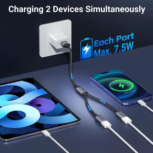 Alt view image 11 of 13 - USB Splitter 1 in 2 Out, USB Splitter Cable, Double Dual Port Adapter for Charging, Power and Data, 2 Port HUB for Laptop, PC, Smart TV, Desktop Computer, Mac, PS5, PS4, Xbox, Keyboard, Mouse