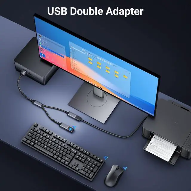 Alt view image 12 of 13 - USB Splitter 1 in 2 Out, USB Splitter Cable, Double Dual Port Adapter for Charging, Power and Data, 2 Port HUB for Laptop, PC, Smart TV, Desktop Computer, Mac, PS5, PS4, Xbox, Keyboard, Mouse