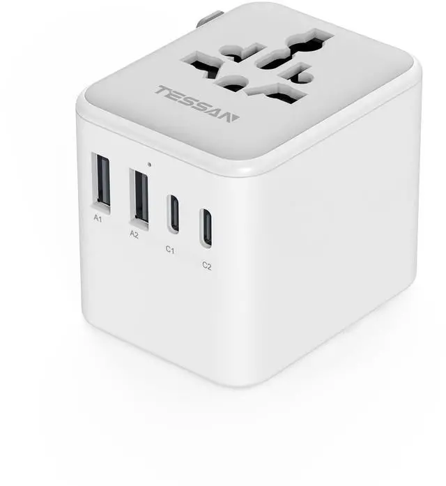 Alt view image 8 of 14 - Universal Travel Adapter, International Power Adapter with 2 USB C 2 USB A Ports, Travel Plug Adaptor Worldwide for US to Europe UK Italy Ireland Australia France Germany(Type C G A I)