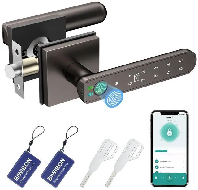Alt view image 8 of 14 - Fingerprint Door Lock, 5 in 1 Finger Print Door Knob with Smart APP/Fingerprint/IC Cards/Password/Backup Keys, Smart Door Knob with Keypad for Bedroom, Office, Apartment, Starry Grey