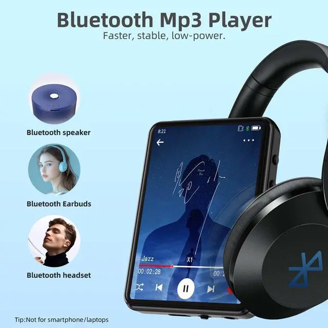 Alt view image 9 of 12 - MP3 Player with Bluetooth 5.3 Portable Music Player with Speaker,FM Radio,E-Book,Shuffle/Repeat Play,Full Touch Screen MP3 Player for Meeting,Lectures, Fitness,SD Card Slot,64GB Black