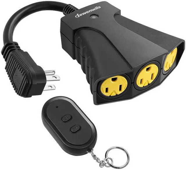 Alt view image 8 of 12 - Outdoor Remote Control Outlet, Wireless Remote Outlet Power Switch, Weatherproof 15 A Heavy Duty Electrical Plug, 3 Grounded Outlets for String Lights, 100Ft Range, UL Listed