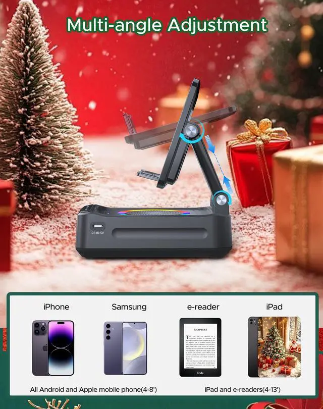 Alt view image 13 of 14 - Gifts for Him Dad Men Mother's&Father's Day, Birthday Ideas for Men Women, Cell Phone Stand with Wireless Bluetooth Speaker with Wireless Induction Audio & Colorful Led Light