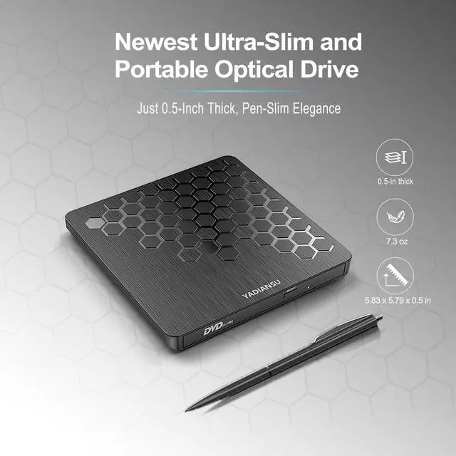 Alt view image 9 of 11 - External CD DVD Drive, 0.5 Ultra Slim USB 3.0 Type-C DVD Player, CD DVD+/-RW Optical Drive, Portable DVD CD Burner Reader Writer Recorder for Laptop, Desktop, Mac, Windows 11/10/8/7, Linux, Black