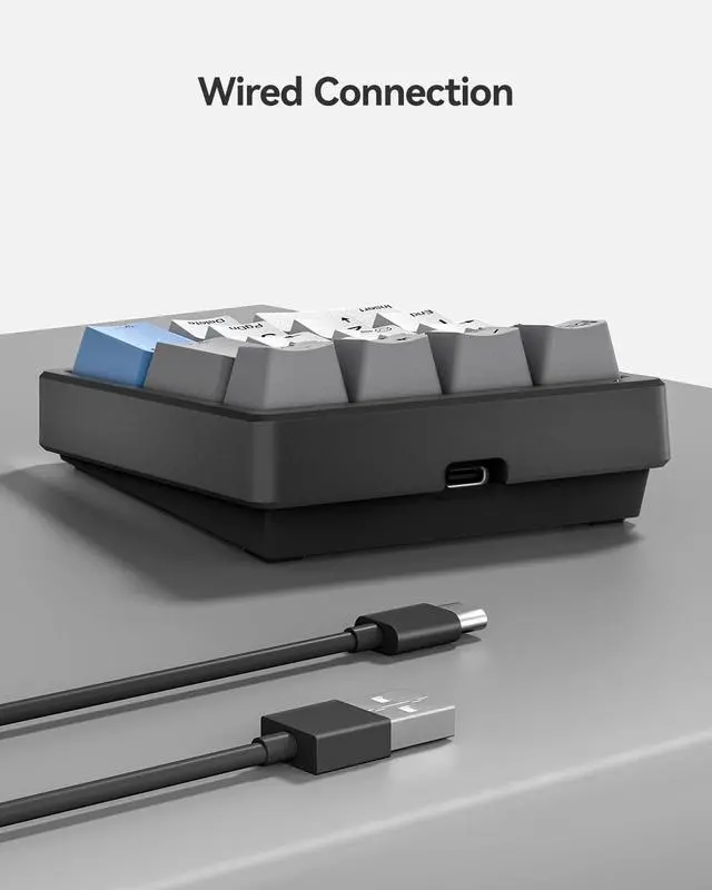 Alt view image 10 of 10 - KN17 Wired Mechanical Number Pad- 17 Keys Hot Swappable Numpad with White Backlight& PBT Keycaps for Laptop PC Compact Keyboards (Black, Brown Switch)