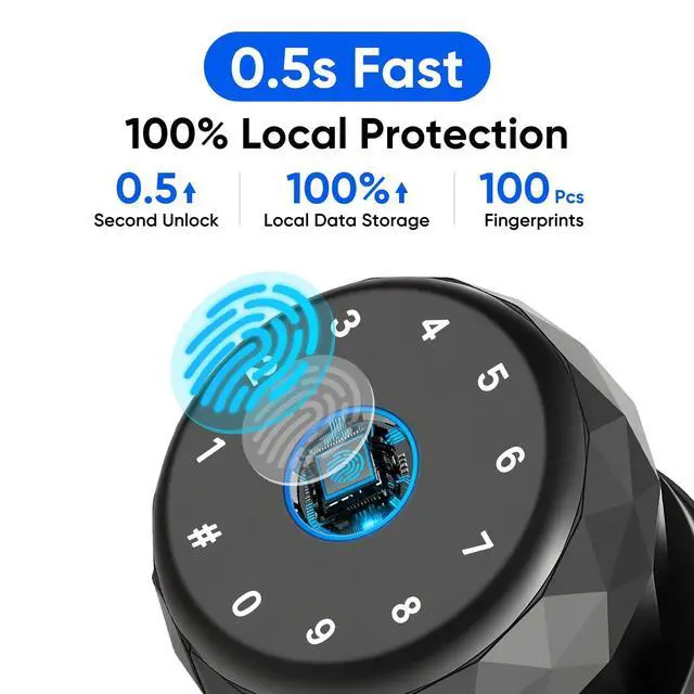 Alt view image 11 of 14 - Smart Door Knob Fingerprint Door Lock with Keypad, Keyless Entry Deadbolt for Front Door, Smart Auto Lock Deadbolt with Phone/Watch App Control, Biometric Fingerprint Gate Knob with 6 Ways to Unlock