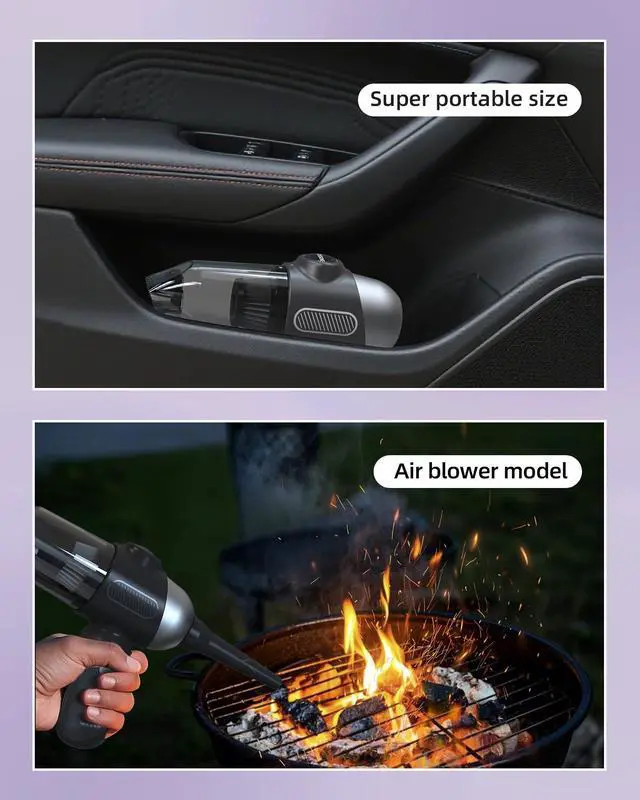 Alt view image 11 of 12 - Upgraded Mini Car Vacuum with 12000Pa, Portable 4-in-1 Blowing and Suction Function, Mini Vacuum Cleaner Air Duster Suitable for Quick Cleaning of Small Areas, Car, Office, Home, PC
