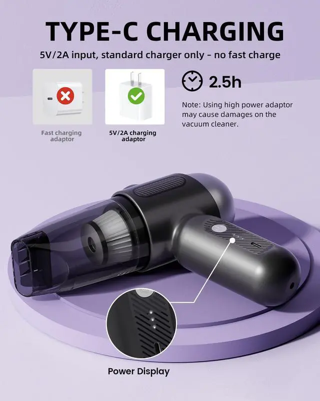 Alt view image 12 of 12 - Upgraded Mini Car Vacuum with 12000Pa, Portable 4-in-1 Blowing and Suction Function, Mini Vacuum Cleaner Air Duster Suitable for Quick Cleaning of Small Areas, Car, Office, Home, PC