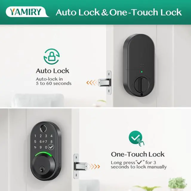 Alt view image 10 of 12 - Smart Deadbolt Door Lock with Keypad:Fingerprint Keyless Entry Deadbolt,Digital Smart Locks for Front Door,Electronic Code,Easy Installation