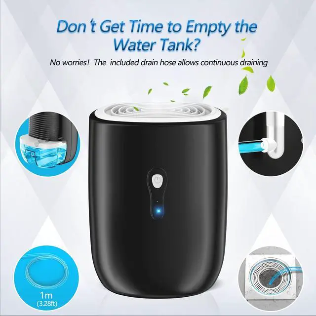 Alt view image 11 of 14 - Dehumidifiers for Home 27oz(800ml) Small Auto Shut off Dehumidifiers with Drain Hose,Portable Ultra Quiet Mini Dehumidifier Effective for Bathroom, Basement, Garage, RV, Gun Safe, Closet