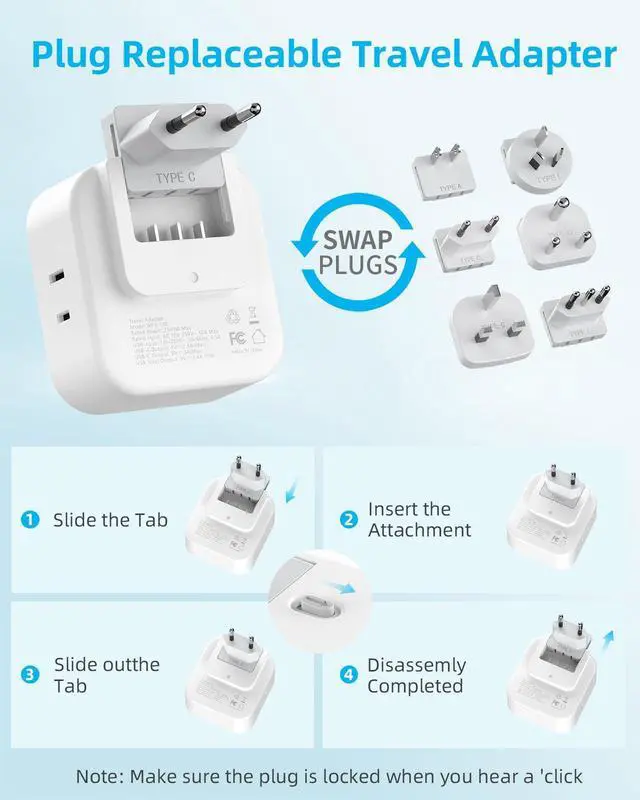 Alt view image 12 of 12 - European Travel Plug Adapter Set, 8-in-1 Travel Adapter with 4 AC, 4 USB Ports (2 USB C), US to UK/EU Universal Travel Adapter, International Power Adapter with Type C/G/D/L/A/I Detachable Plugs